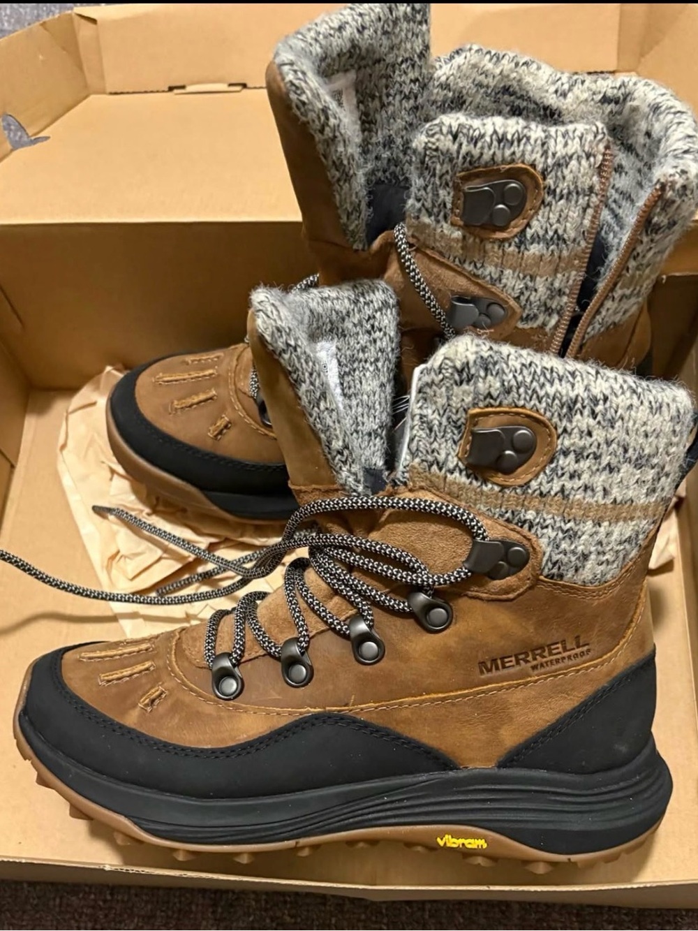 Merrell Brown and Black Lace-Up Waterproof Winter Boots